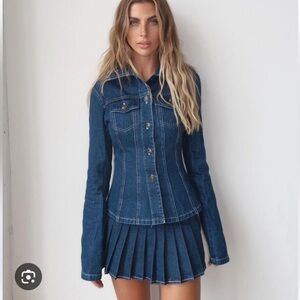 Lioness Dark Blue Denim Jacket and Skirt